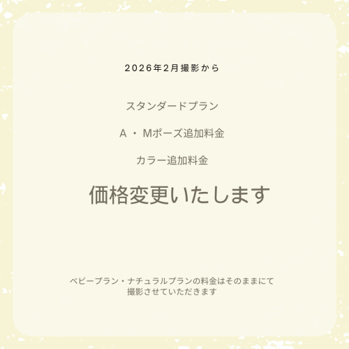 2月撮影よりプラン・ポーズ価格改定のお知らせ