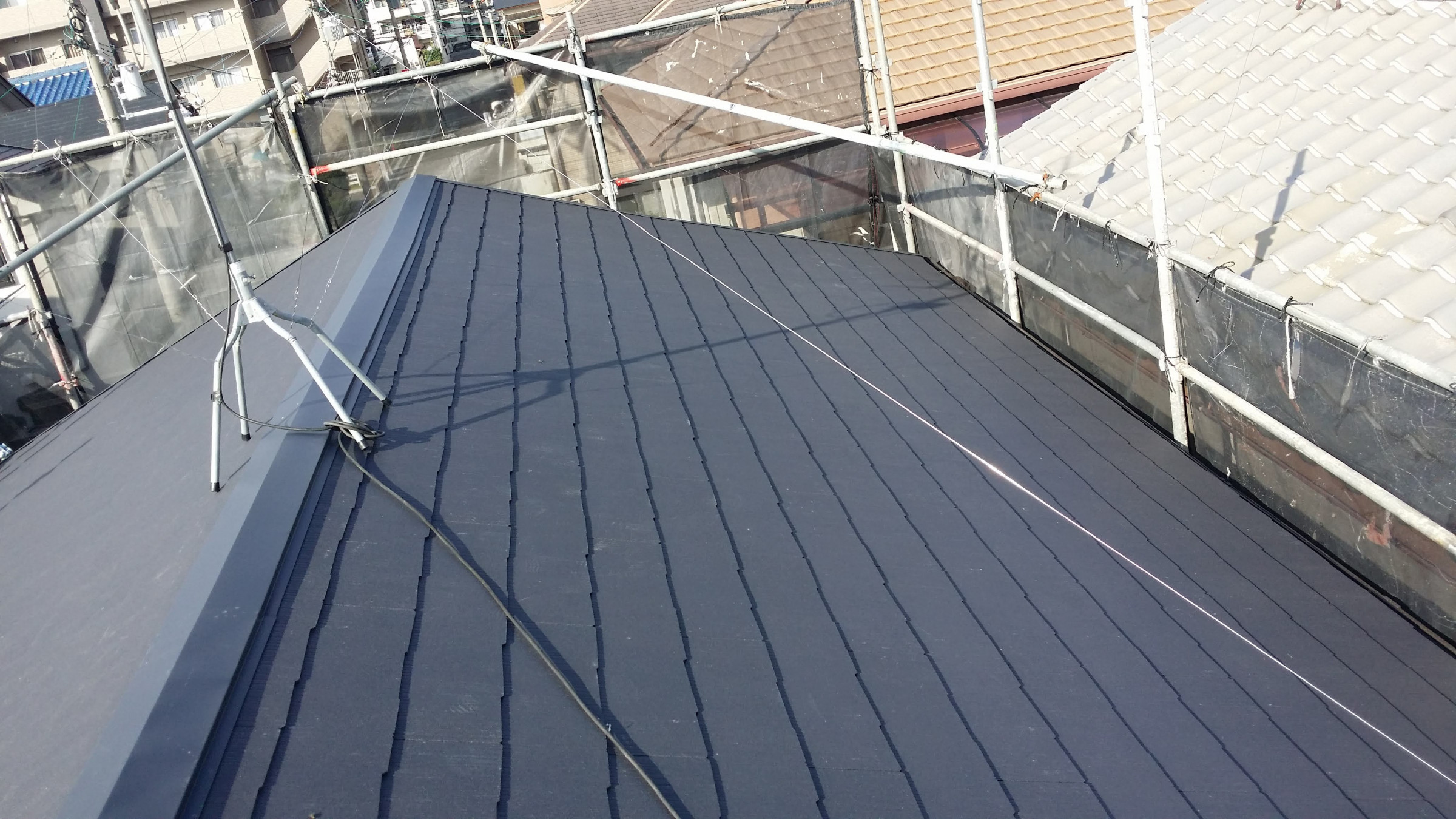 屋根葺き替え  ｶﾗｰﾍﾞｽﾄ ｸﾞﾗｽﾌｧｲﾊﾞｰｼﾝｸﾞﾙ ｶﾞﾙﾊﾞﾆｭｰﾑ立平 ｶﾞﾙﾃｸﾄ 樹脂屋根材 