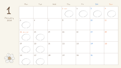 ベージュ　シンプル　2025年カレンダー　月曜始まり　月間　予定表　スケジュール　カレンダー - 1.png