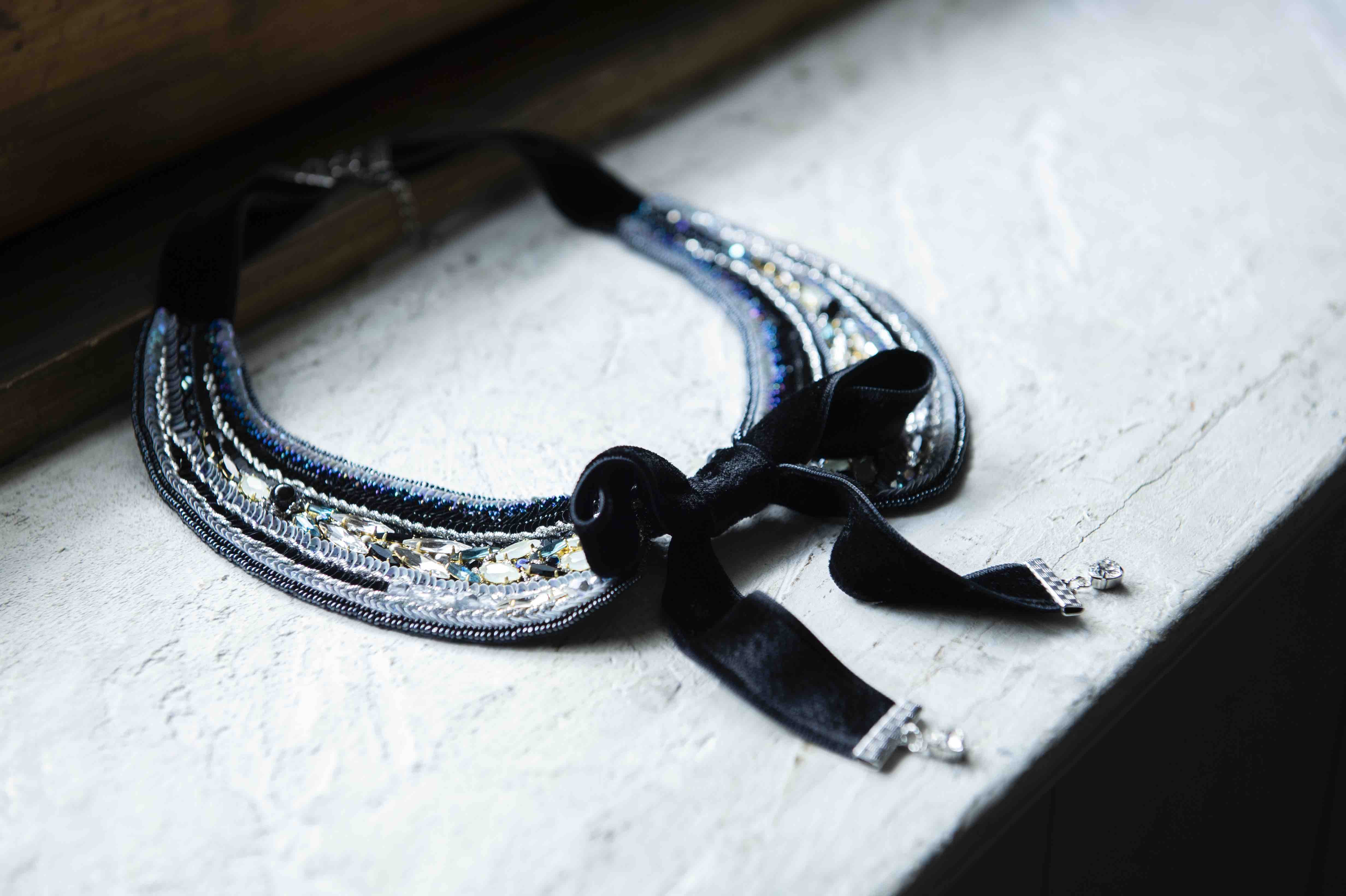 Detachable collar necklace -Night blue-.JPG
