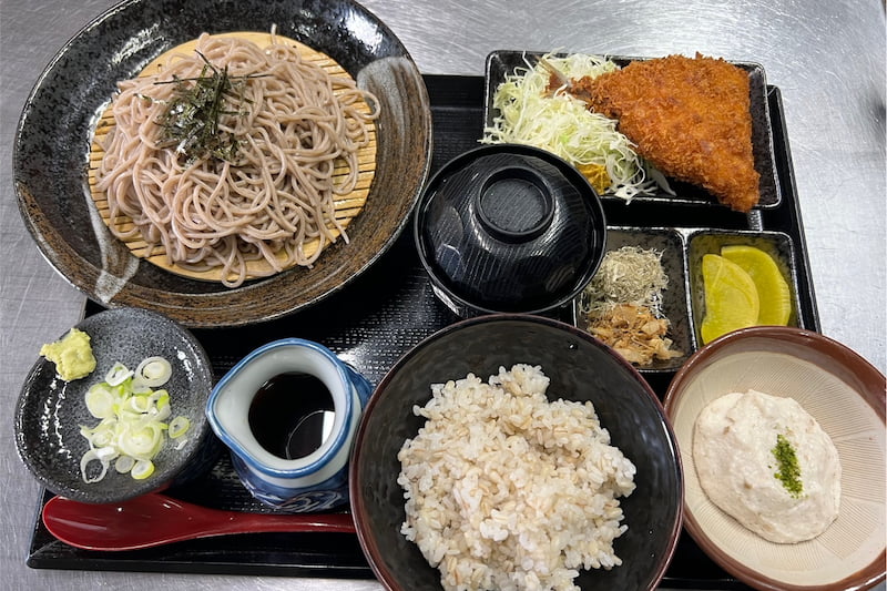 自然薯蕎麦アジフライ御膳