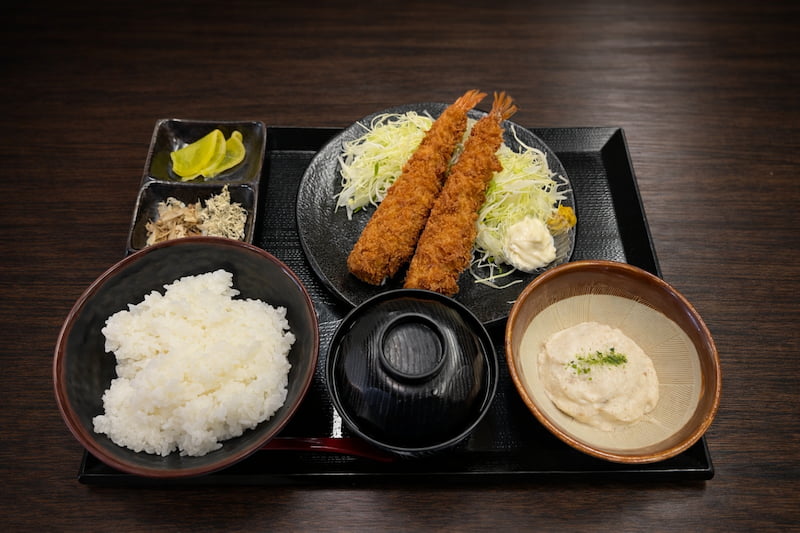 自然薯エビフライ御膳