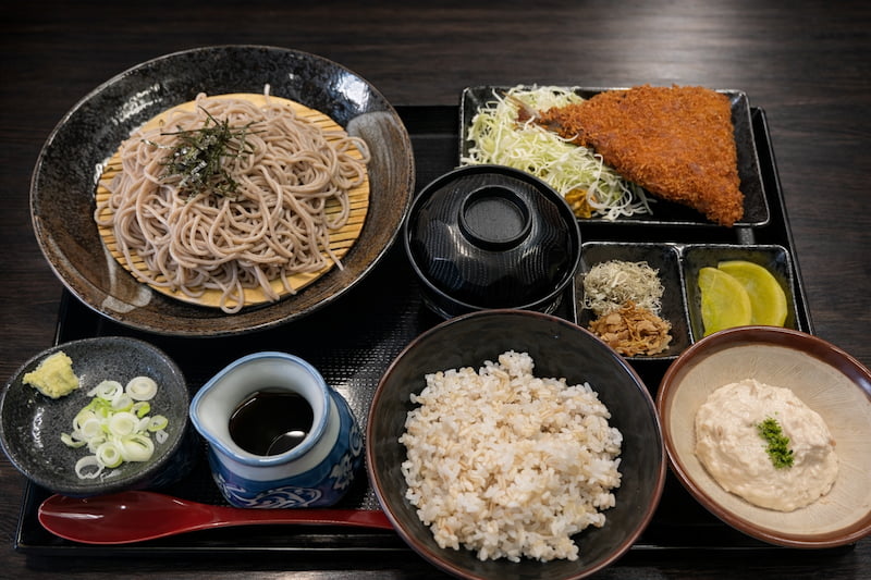 自然薯蕎麦アジフライ御膳