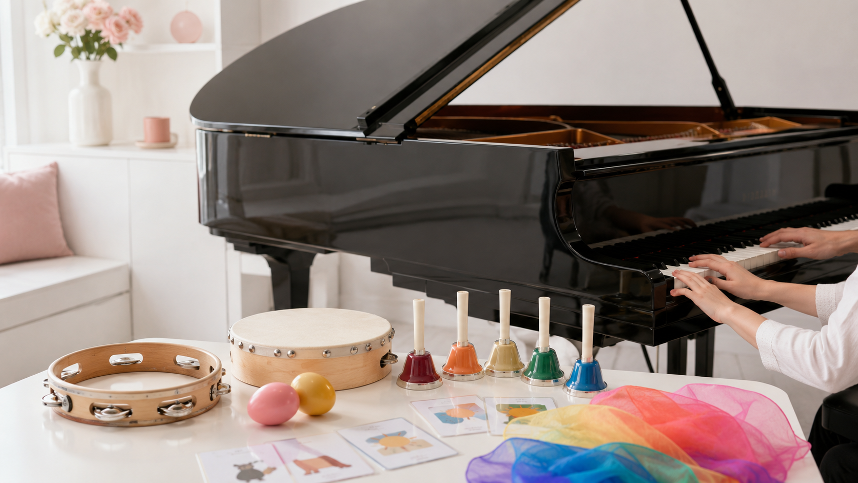 グランドピアノと打楽器を使った音楽療法の活動