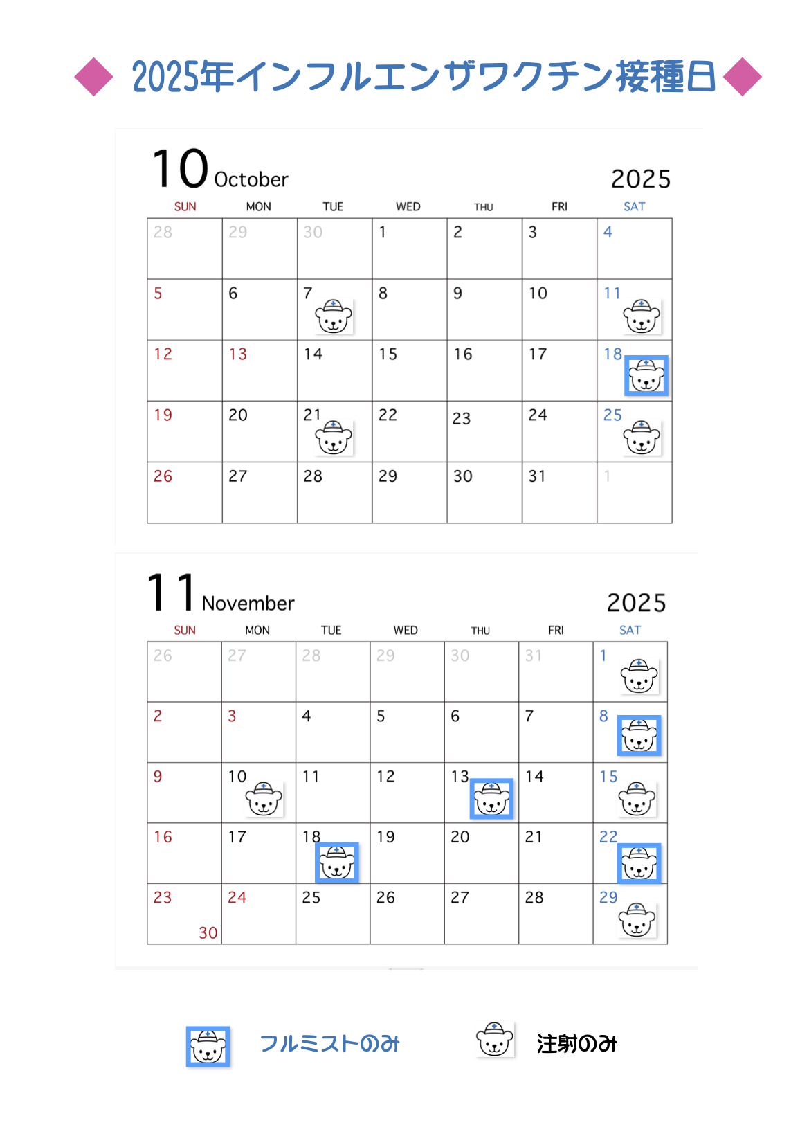 インフルエンザワクチン　2025 NEW