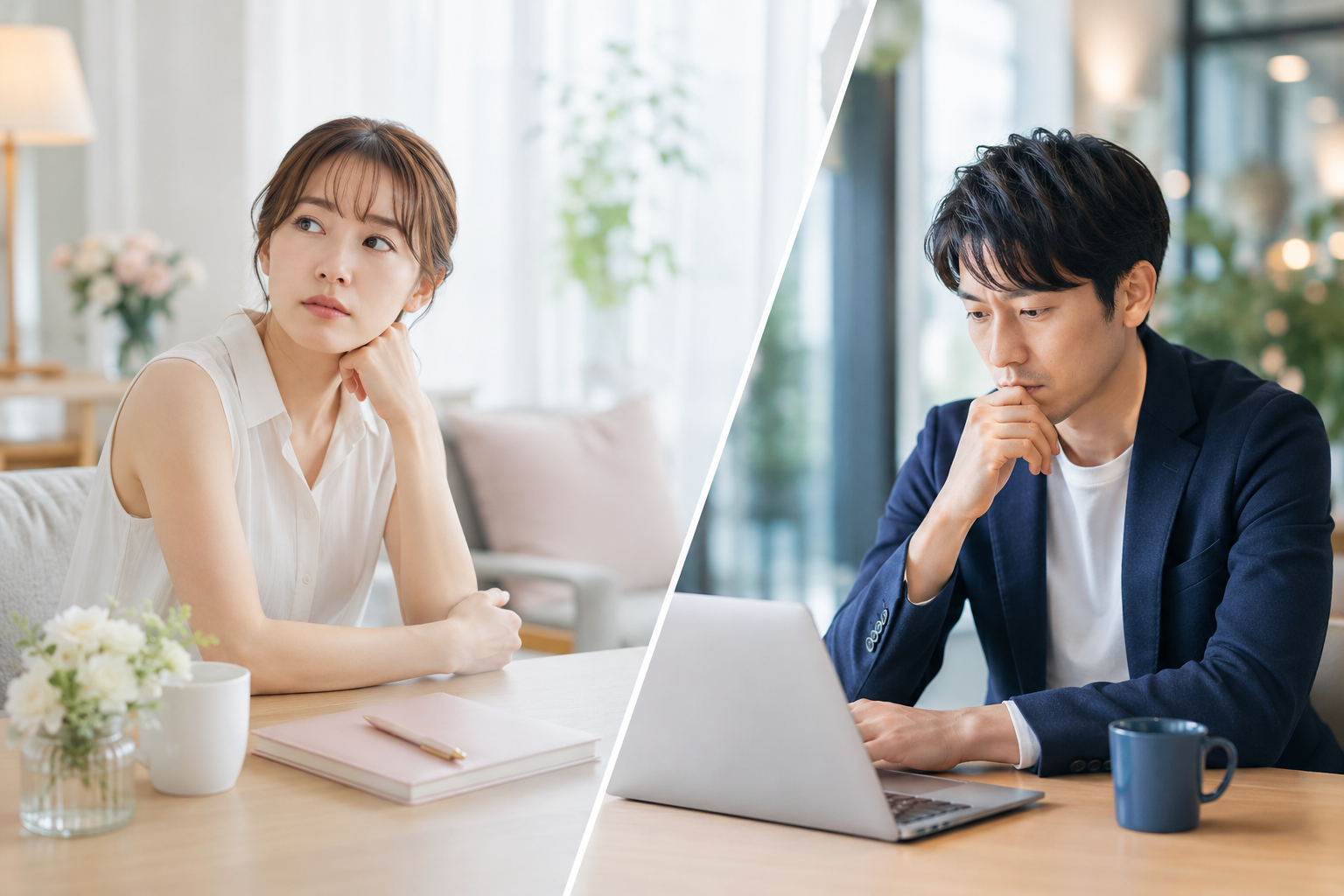 婚活に悩む男女のイメージ
