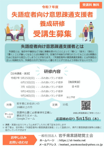 令和７年度　失語症者向け意思疎通支援者育成研修