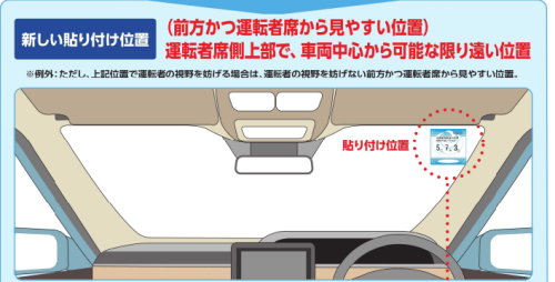 車検有効期限ステッカーの貼付位置が変更になります