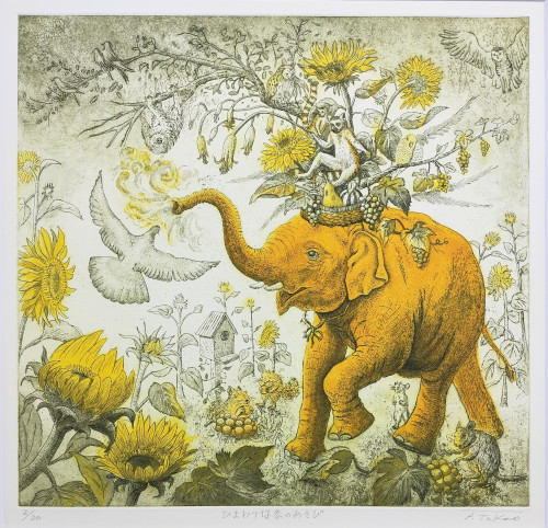 超大型銅版画（象の図　幅１６０ｃｍ・高さ９４ｃｍ） Works > 銅版画 - 銅版画家・高尾ふき子 Fukiko Takao