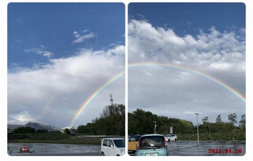 赤城山から虹🌈❗️