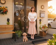 犬との散歩中