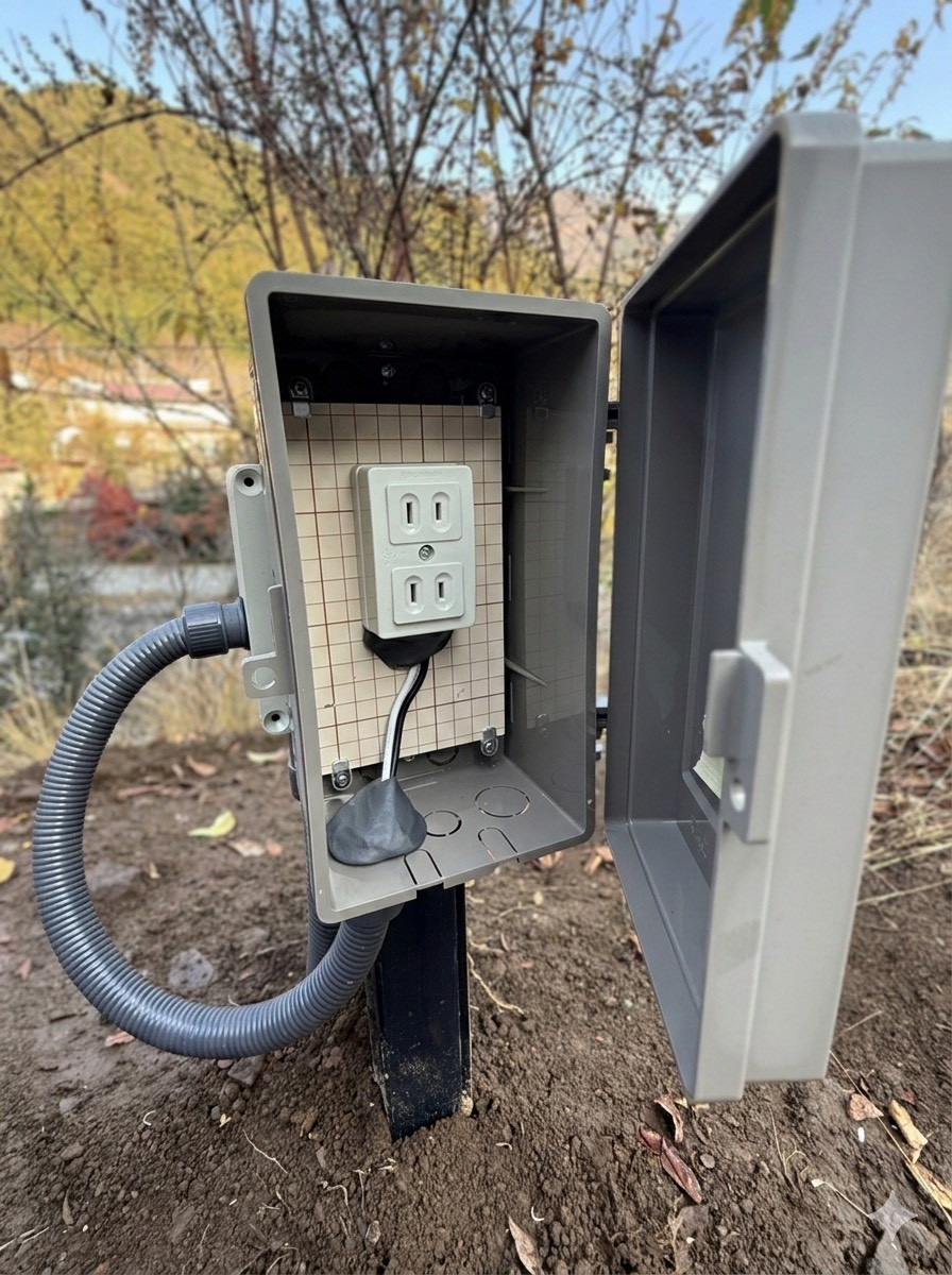 森の中で、電源のある安心。