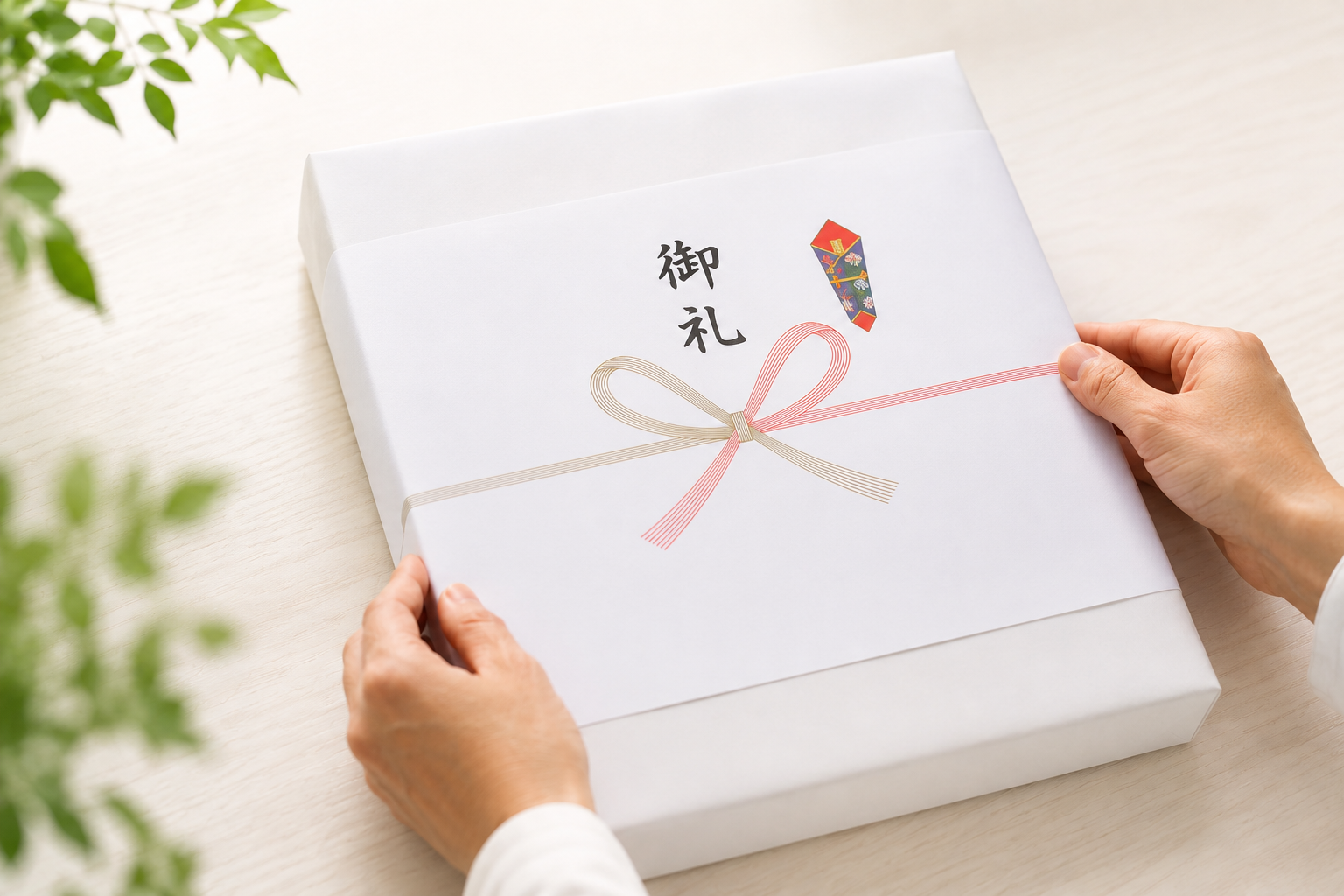 ギフト商品の包装とのし掛け