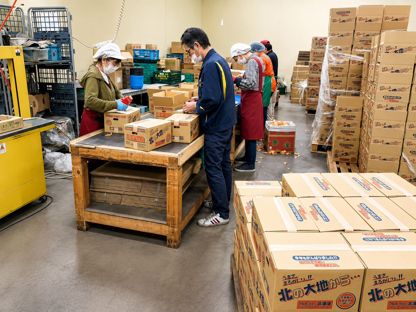 卸売商品の検品と出荷準備