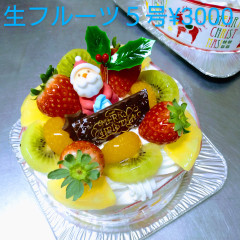 クリスマスデコレーションケーキ生クリームフルーツ５号