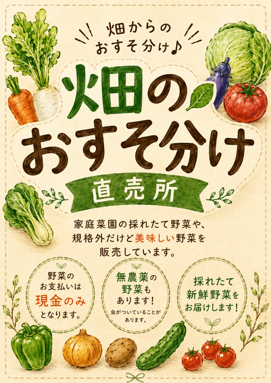 畑のおすそ分け野菜の直売所