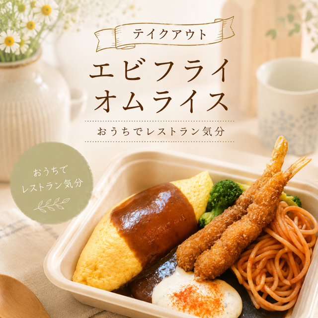 エビフライオムライス（ふわとろオムライスに変更可）