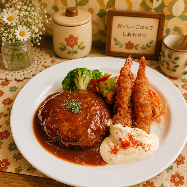 ハンバーグステーキ＆エビフライ