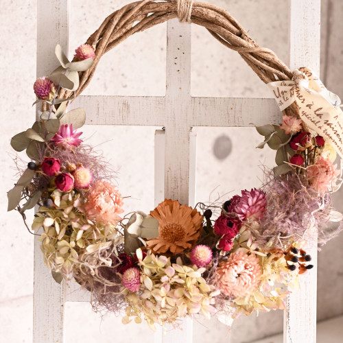 ドライフラワー・三日月のリース
