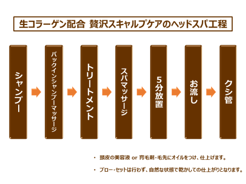 生コラーゲン配合 贅沢スキャルプケアのヘッドスパ