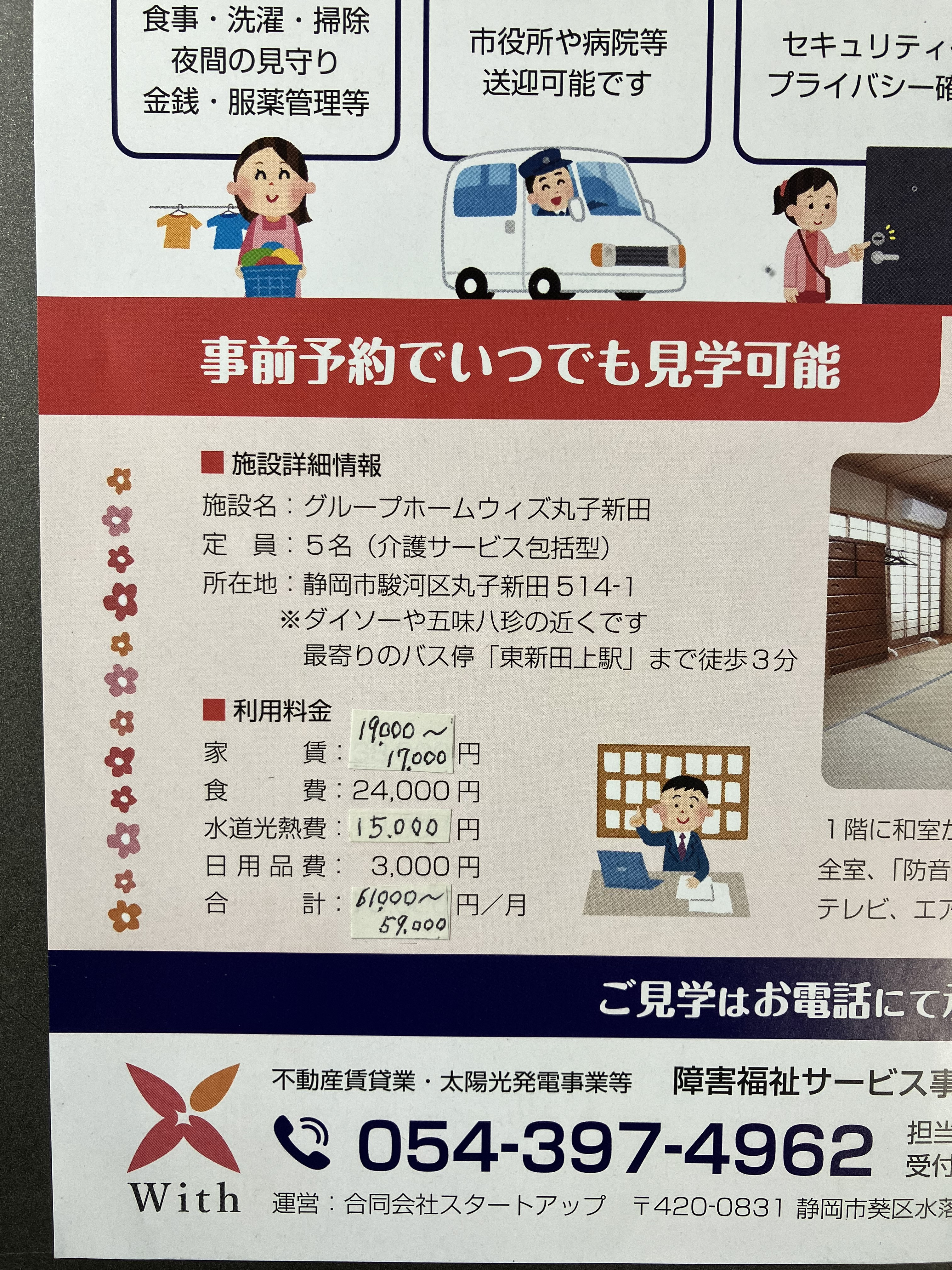 ウィズの家賃等変更いたしました！