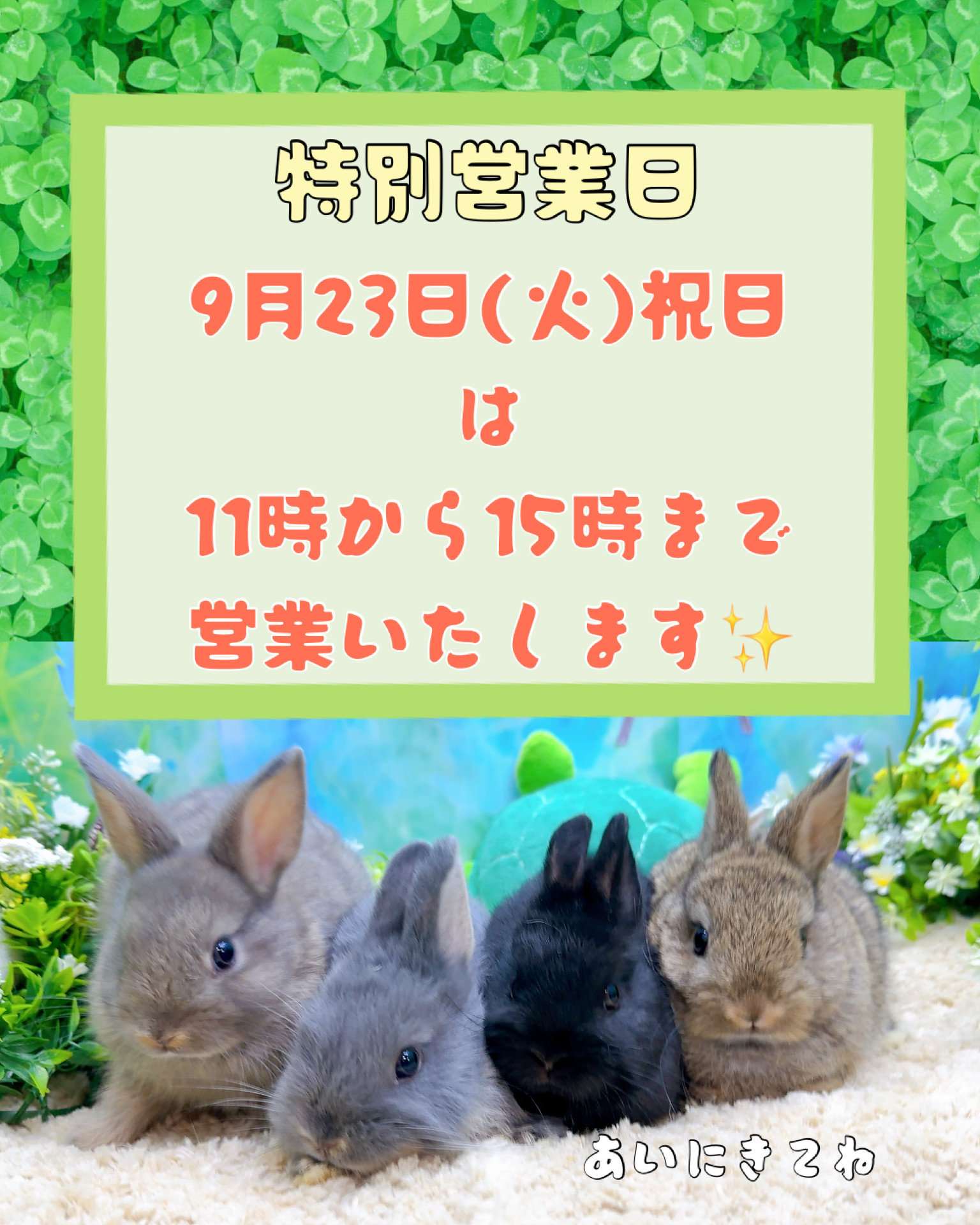 特別営業のお知らせ