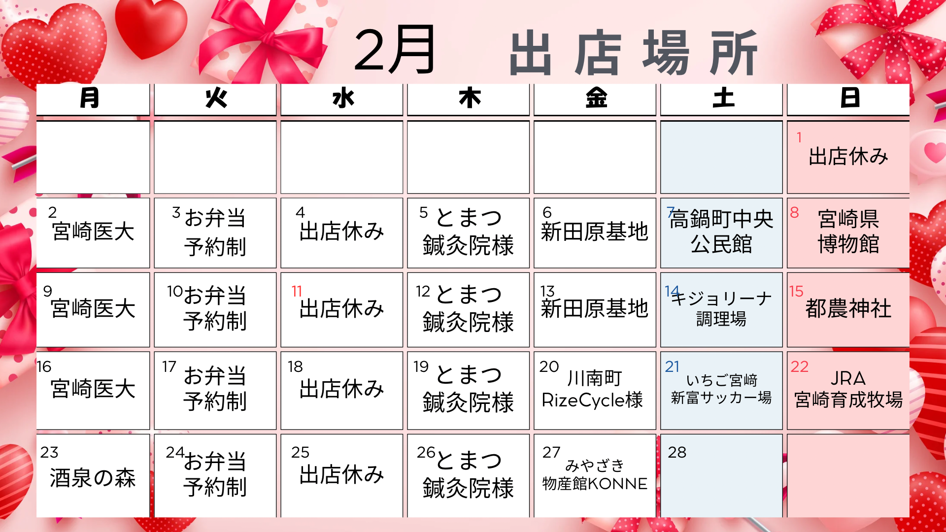 ２月の出店場所