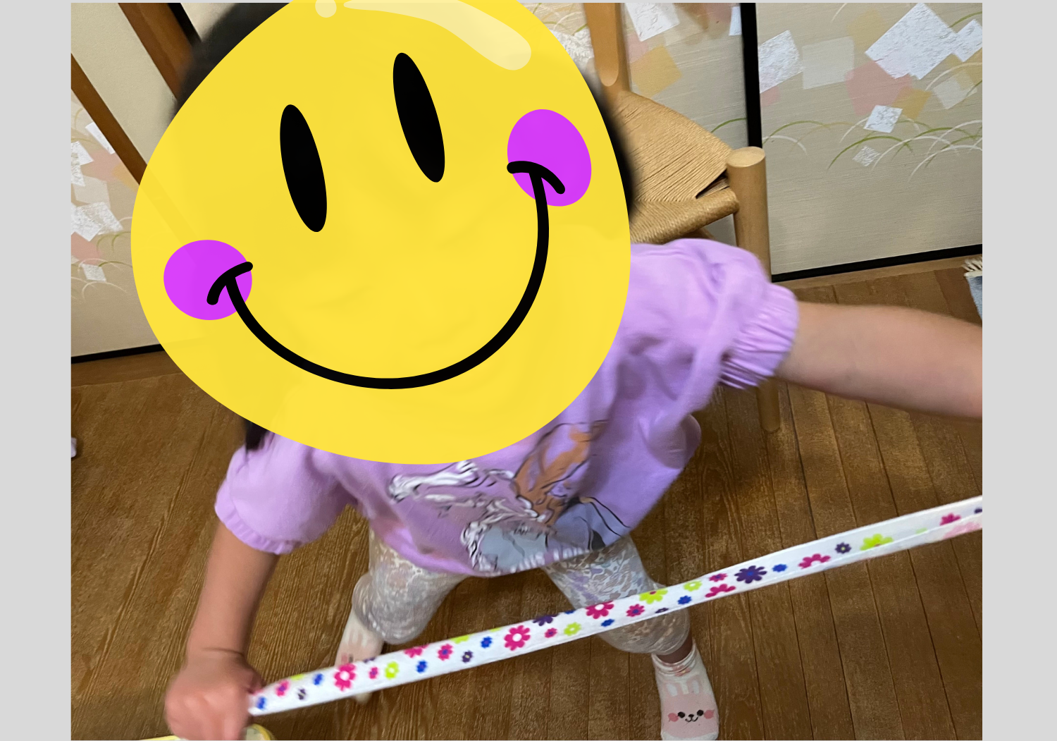💜『リボンでつなひき！』３歳の女の子（東松山市、竹内ピアノ教室）