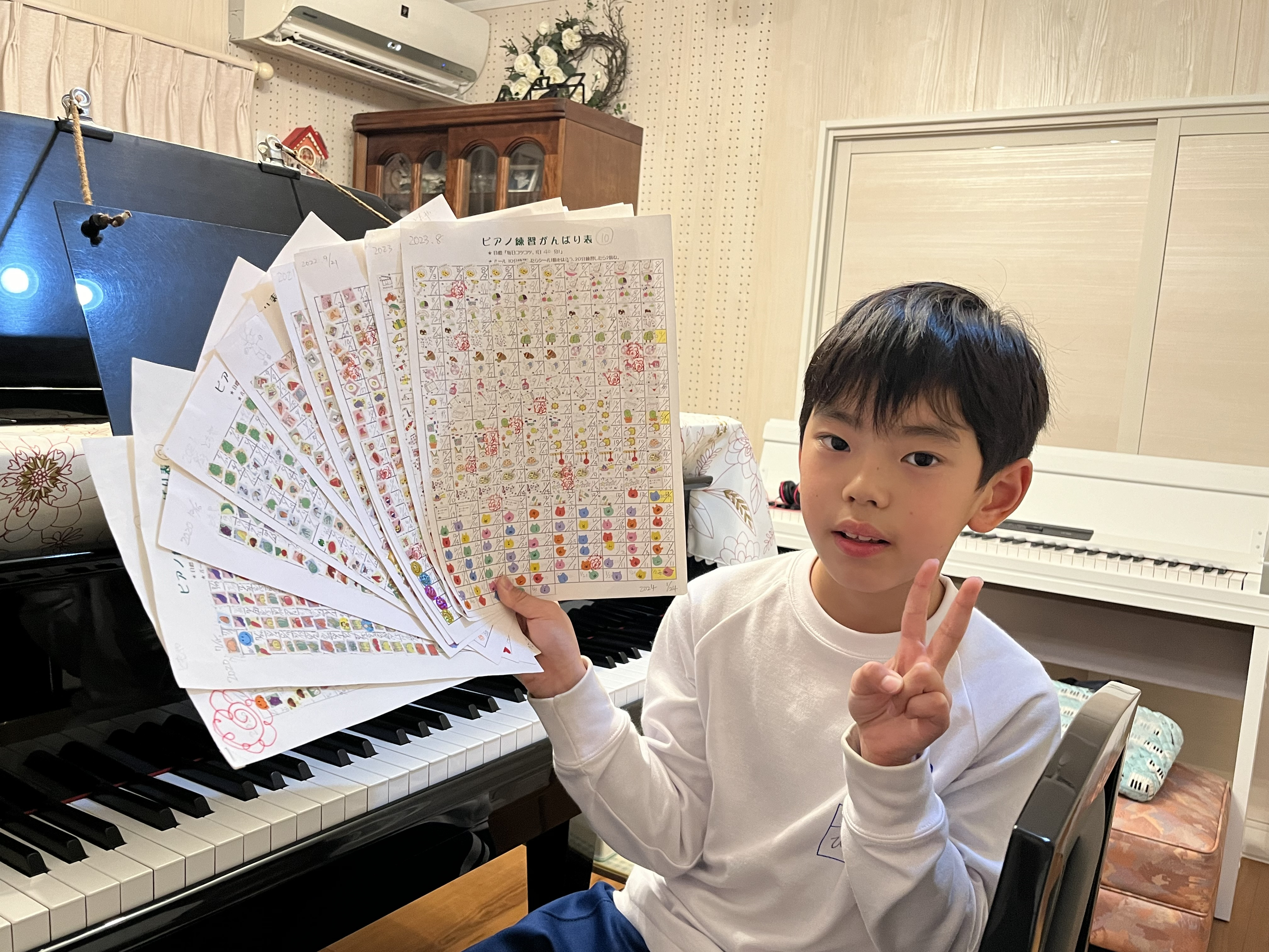 💙『10枚だよ❢がんばり表』小学生の男の子（東松山市、竹内ピアノ教室）