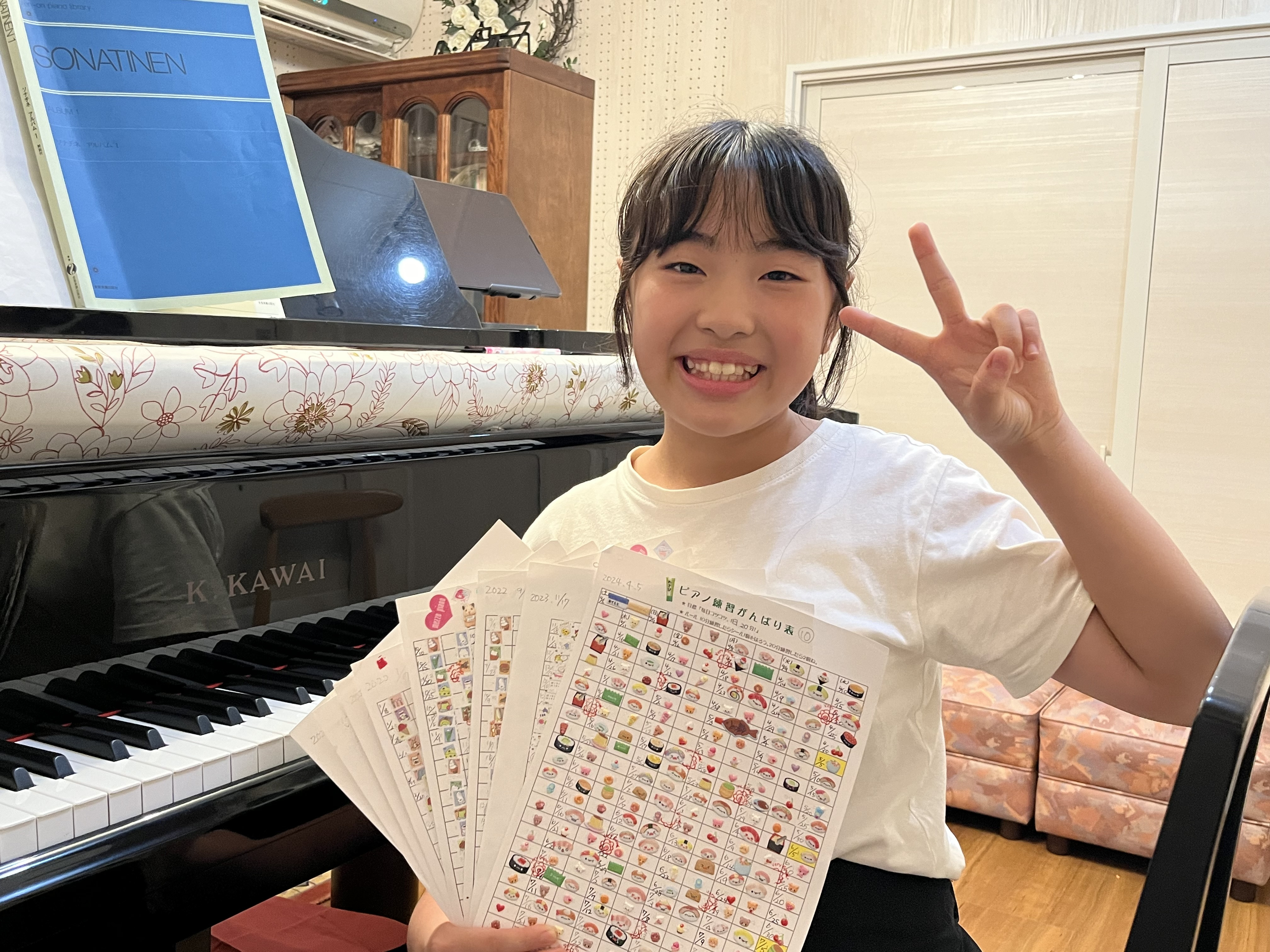 💖【10枚達成❢　れんしゅうがんばり表】高学年の女の子（東松山市、竹内ピアノ教室）