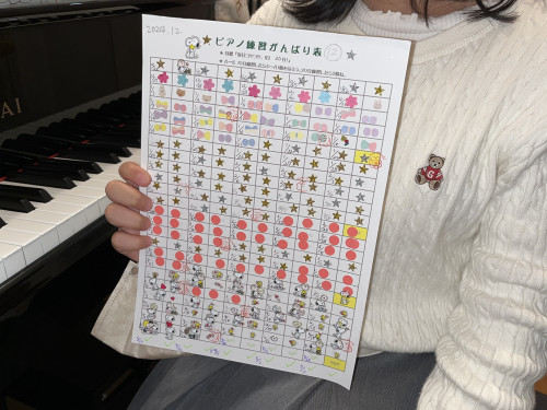 💚「練習がんばり表達成❢」小学生の女の子（東松山市、竹内ピアノ教室）