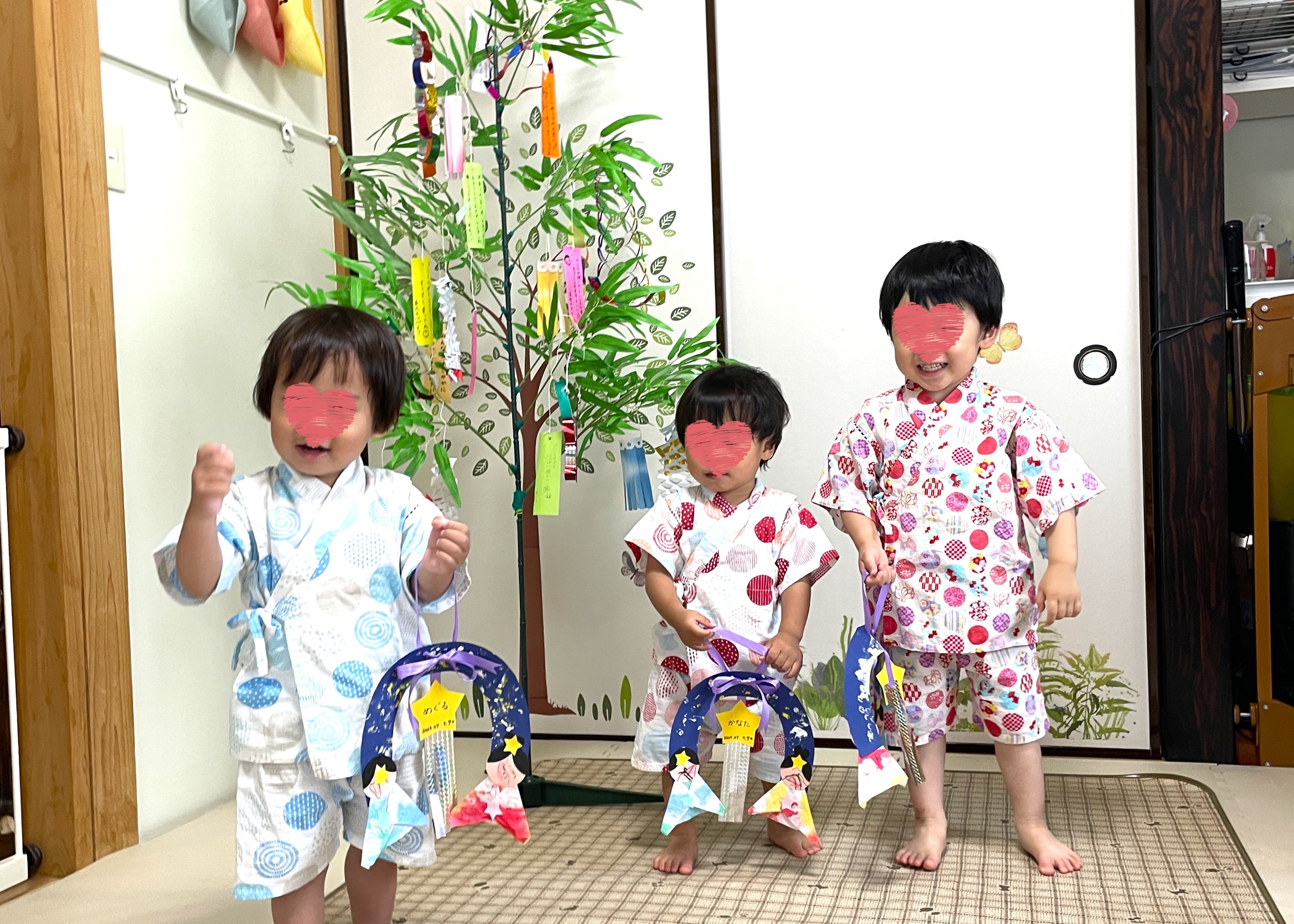 七夕まつり：大事なお願いを短冊にかいて吊るしました。