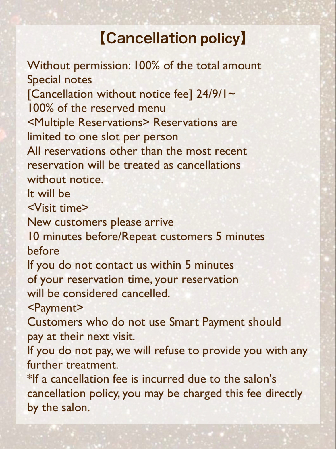 【About cancellation policy】