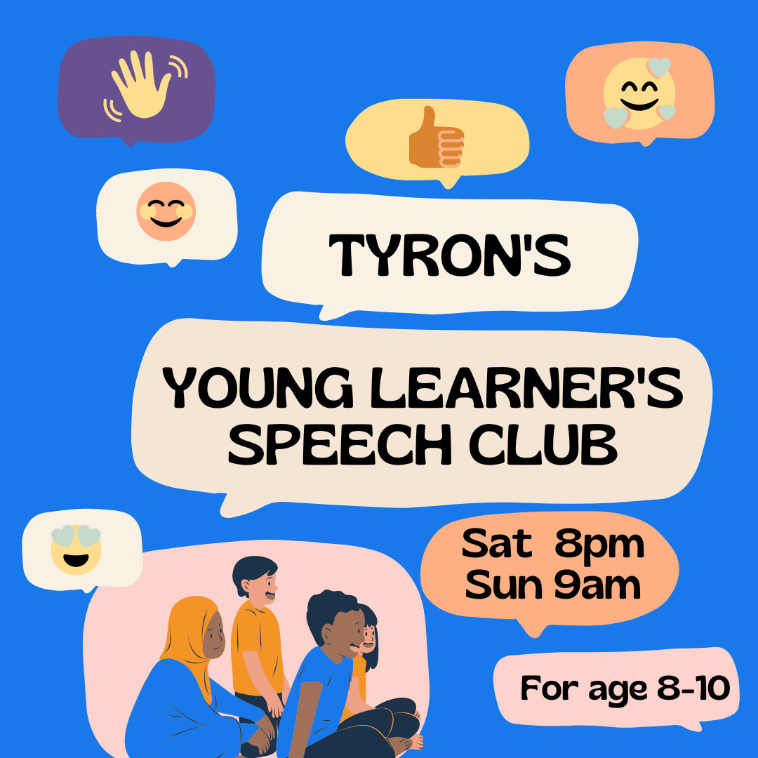 Sat 8pm Young Learners Speech Club for age 8-10 /土曜８pmに8−10歳向けのスピーチクラス＜残席１！＞