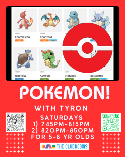 土曜よる Tyronによるポケモンクラスが開講します！　5−8歳向け