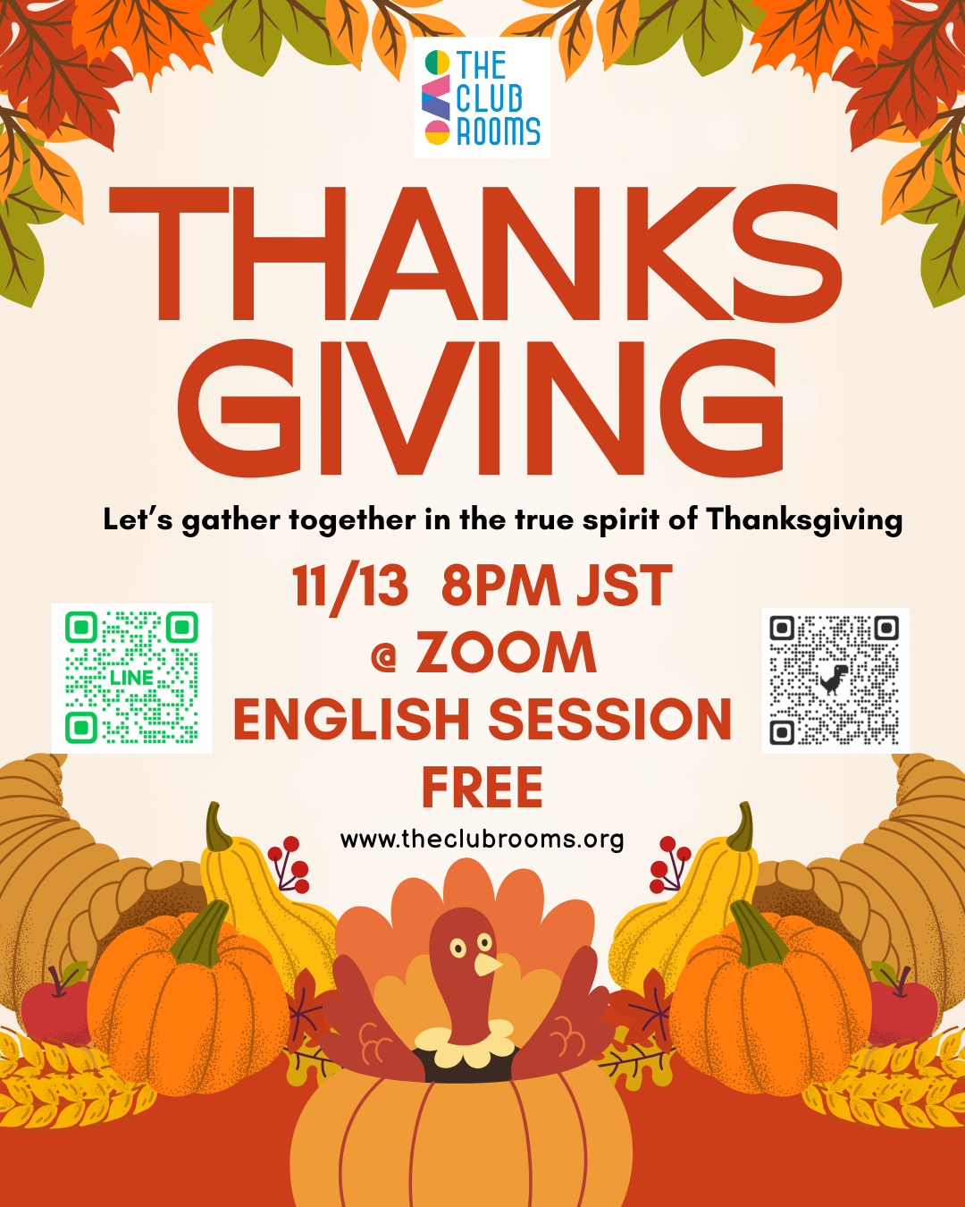 今週の無料StoryTimeはサンクスギビングセッション！えいごでクイズやアクティビティ