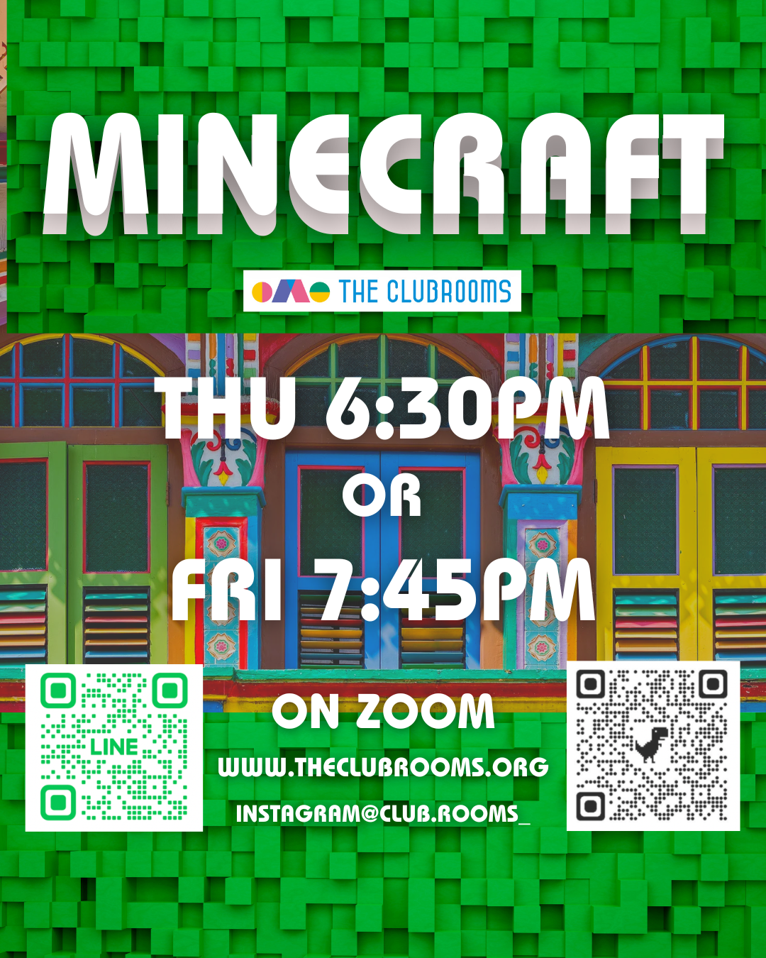 木曜6:30pmマインクラフトクラス新規開講 / Thursdays 630pm- Minecraft English Quest: Build, Explore, and Speak!
