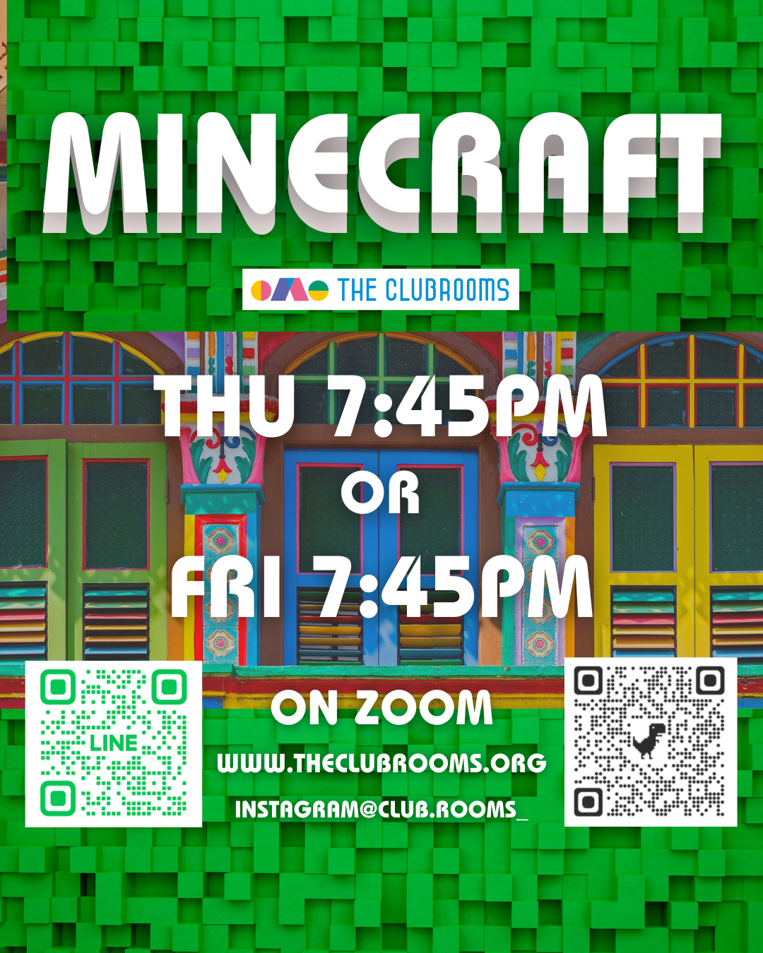 木曜7:45pmマインクラフトクラス追加開講 / Thursdays 630pm- Minecraft English Quest: Build, Explore, and Speak!