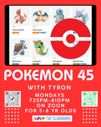 Pokemon! ポケモンクラス　45分レッスン by Tyron 火曜7:25pm新規開講