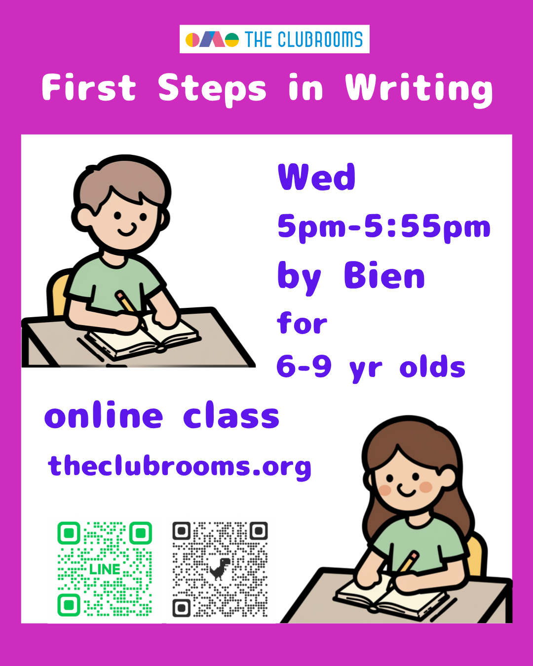 First Steps in Writing ビギナーライティング 6-9歳向けクラス　木曜5pm
