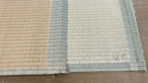 安価な中国産畳表と高品質な国産畳表の5年後の褪色比較