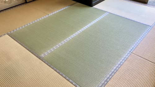 みどり市笠懸町での掘りごたつ撤去に伴う畳新調。既存の畳と縁（へり）の色を合わせた仕上げ