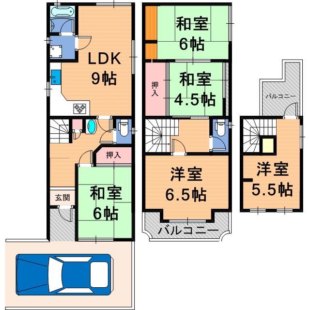 大東市三箇6丁目 中古戸建 間取り図