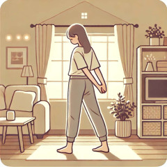 DALL·E 2025-03-03 14.00.15 - An illustration of a person doing a simple stretching exercise indoors. The person is wearing comfortable workout clothes and performing a gentle side.jpg