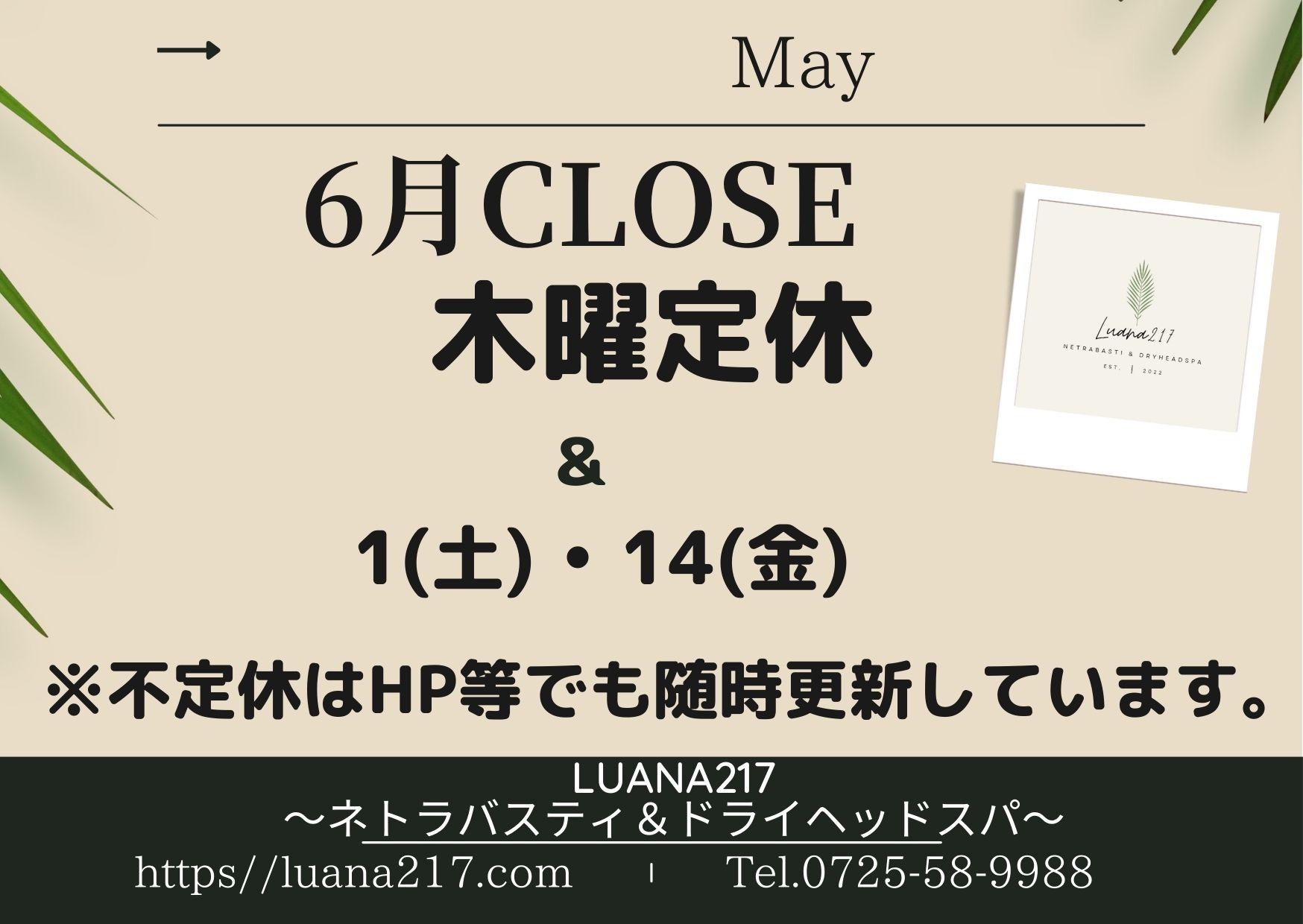 6月の休業日