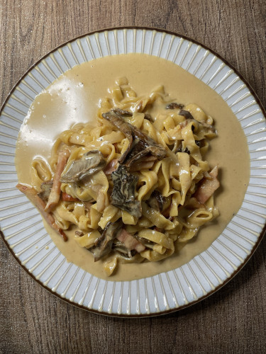 イタリア産ポルチーニ茸とベーコンのクリームパスタ