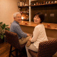 温かなカフェで微笑む老夫婦.png