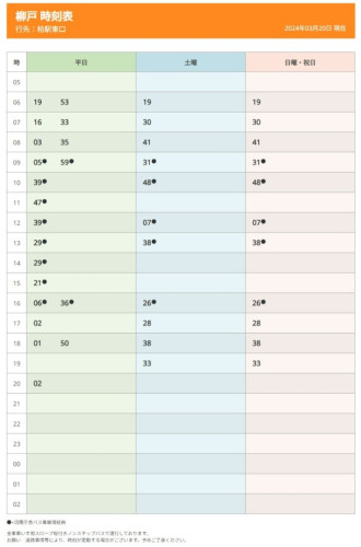 柳戸時刻表