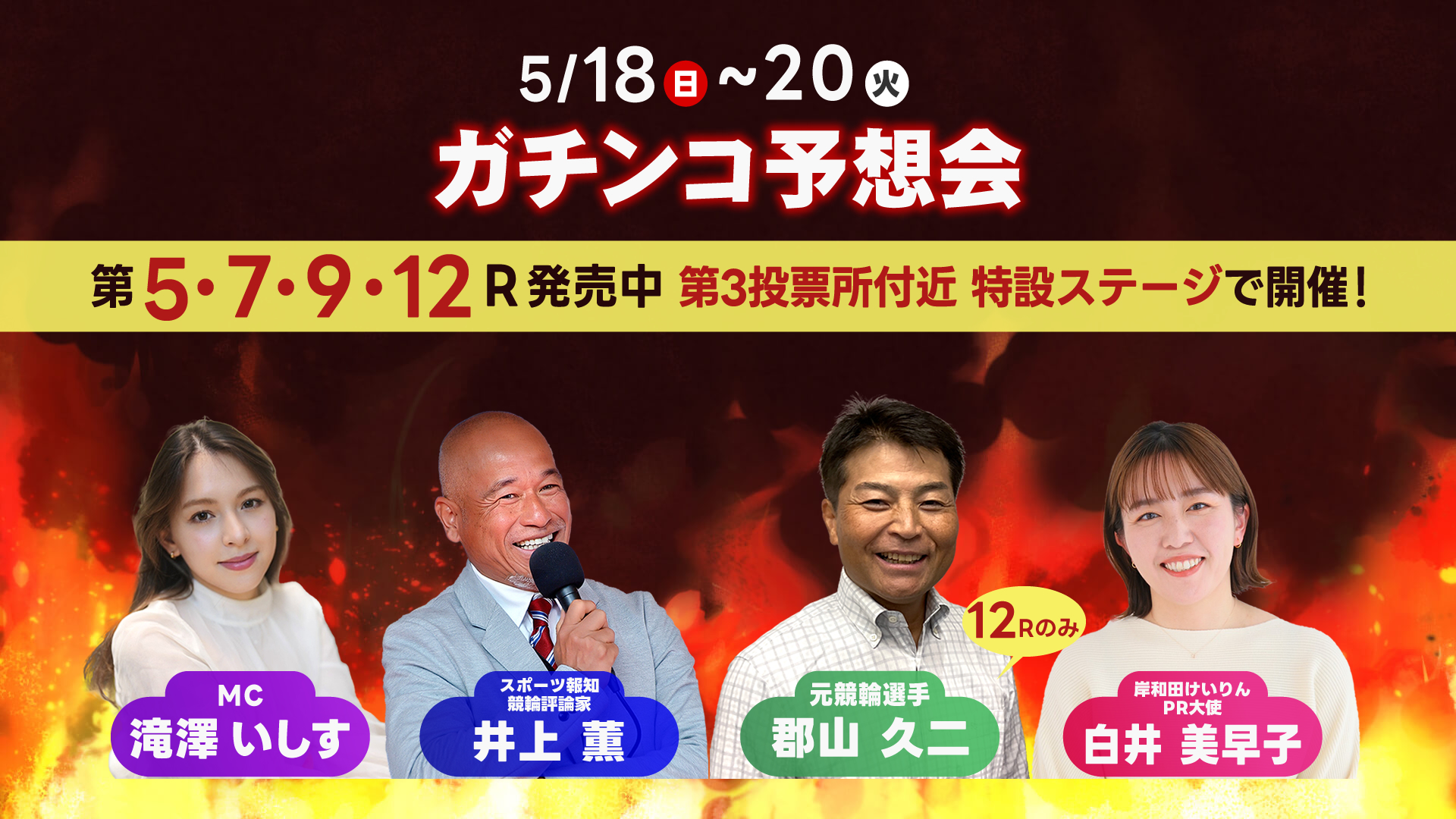 5月18日〜20日 岸和田競輪 F1開催 予想会ステージMCなど
