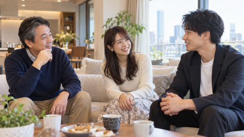 都会の窓辺で和む会話のひととき.png